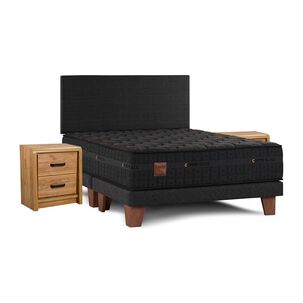 Cama Europea Celta Copper Black / 2 Plazas / Base Dividida + Set De Maderas