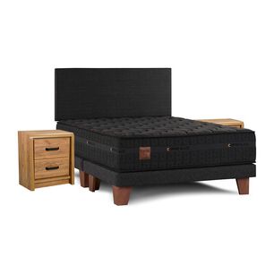 Cama Europea Celta Copper Black / 2 Plazas / Base Dividida + Set De Maderas