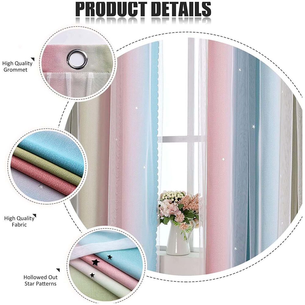 Cortinas Blackout Con Agujero Estrella Y Visillo Integrado - Multicolor image number 3.0
