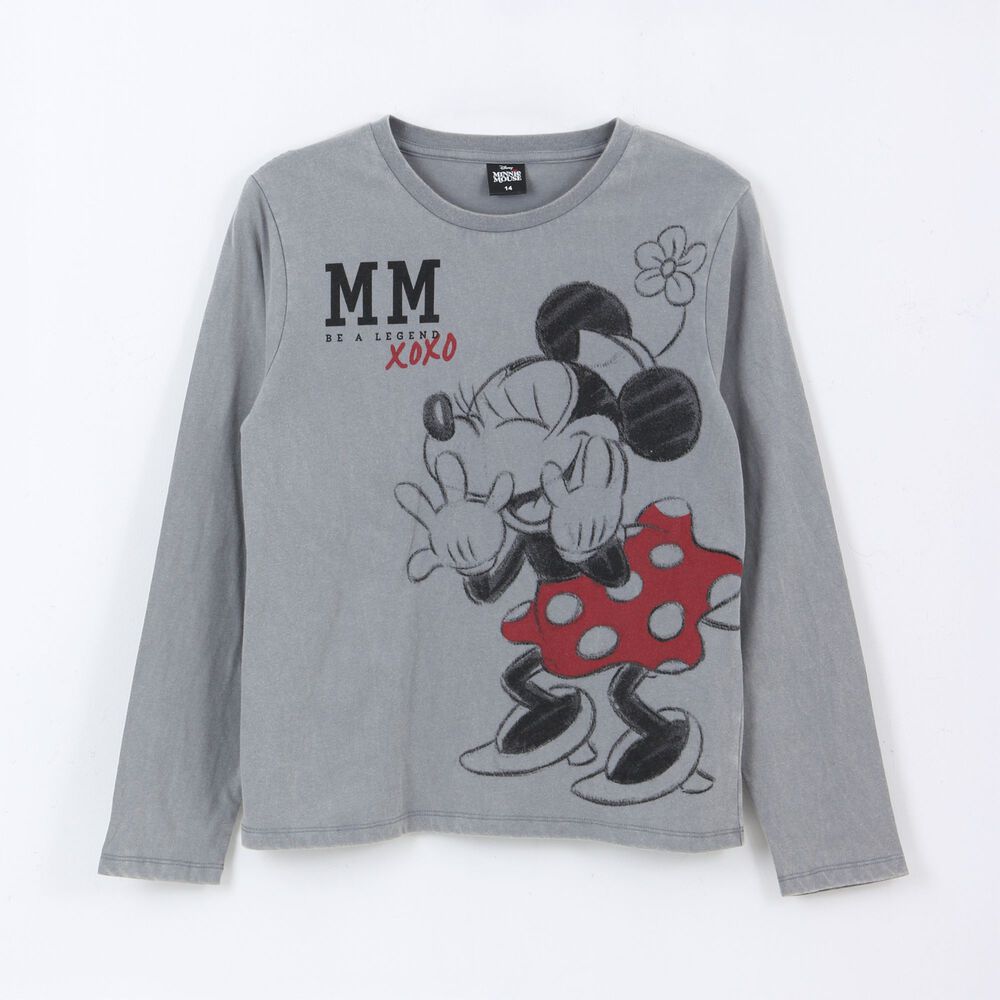 Polera Manga Larga Ni&ntilde;a Minnie Mouse Gris Disney image number 0.0