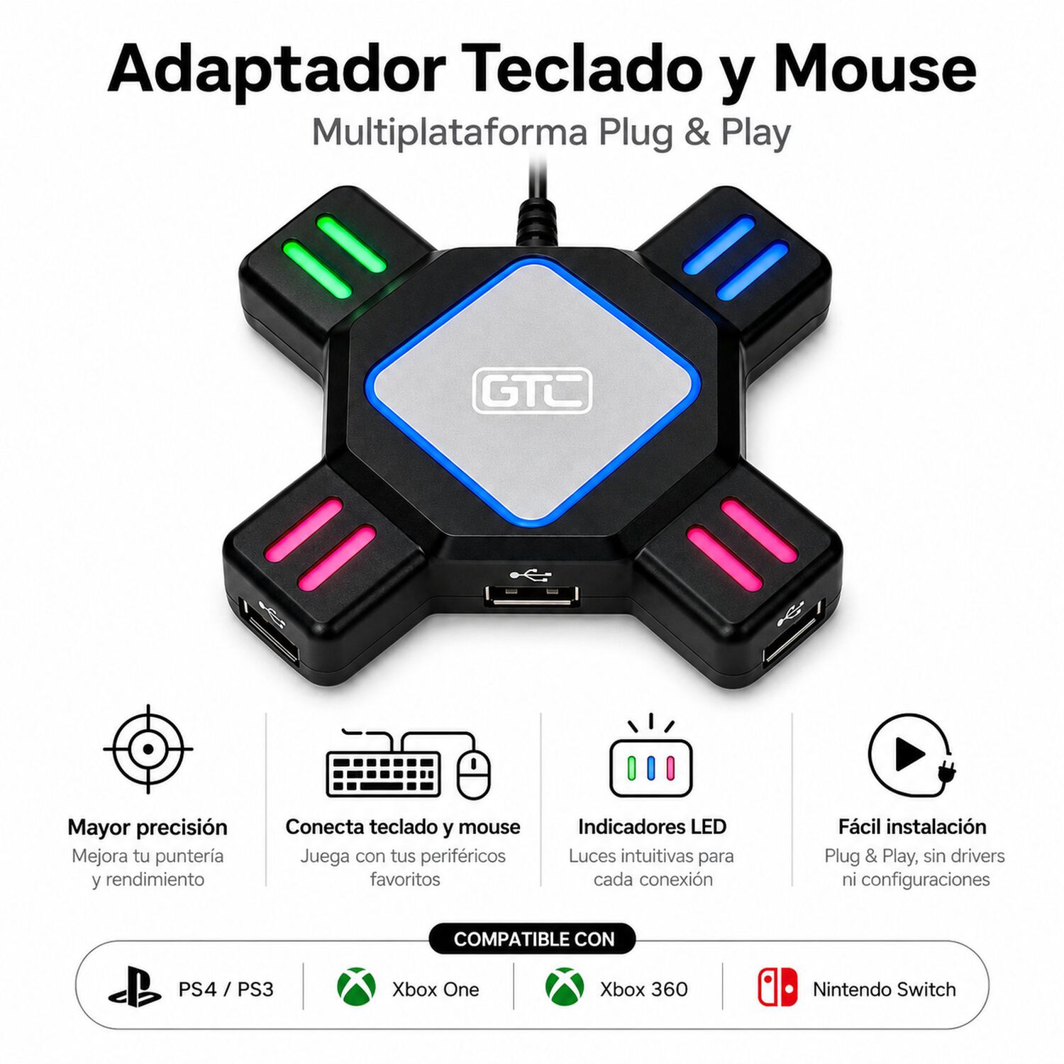 Hub Adaptador De Consolas Para Teclado-mouse Multiplataforma image number 3.0