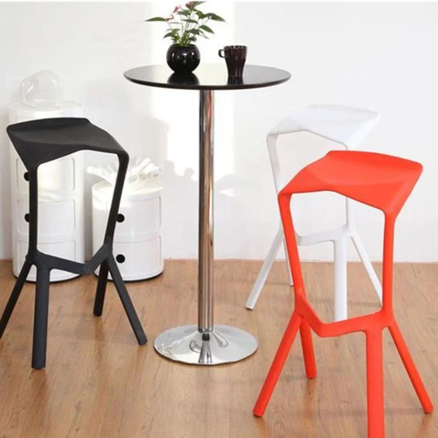 Silla Taburete Bar Apilable Negro 51x42x81cm image number 7.0