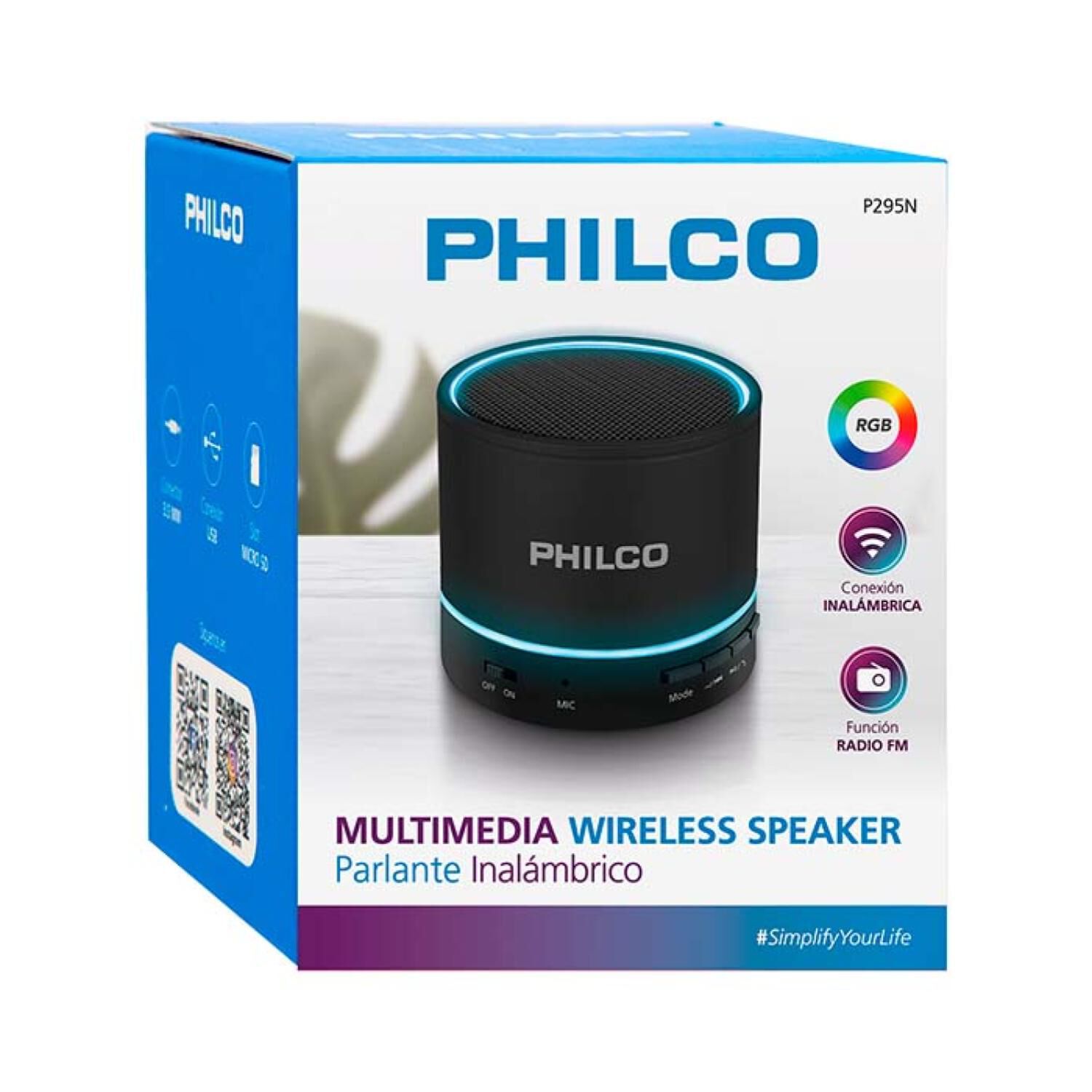 Parlante Portatil Bluetooth 3w Rms P295 Negro Philco image number 1.0