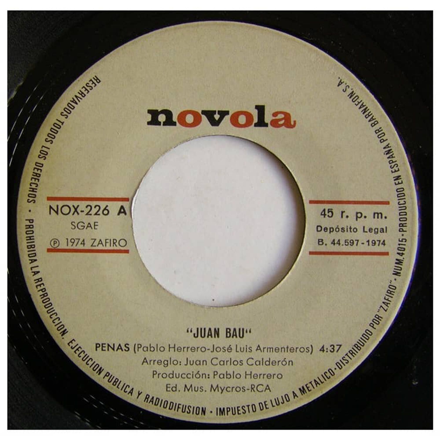 Juan Bau - Penas | 7" Single Vinilo Usado image number 3.0