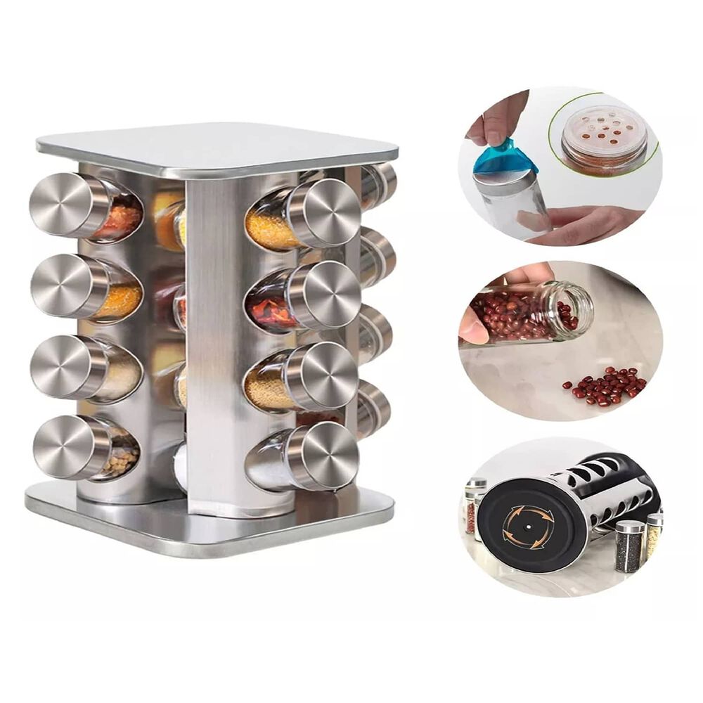 Especiero Condimentero Giratorio 360 Con 16 Botellas Vidrio image number 0.0