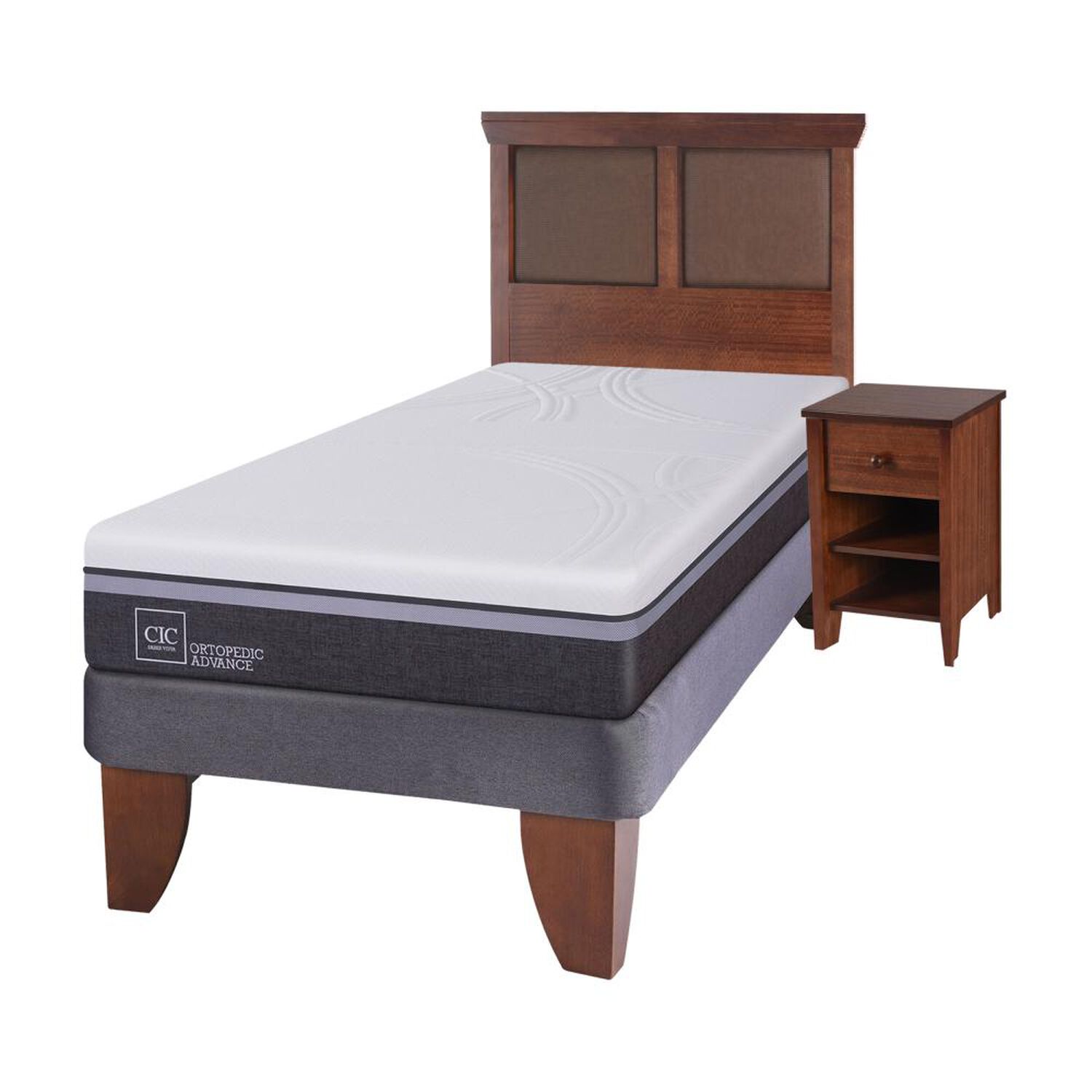 Cama Europea Cic Ortopedic / 1.5 Plazas / Base Normal  + Set De Maderas image number 1.0