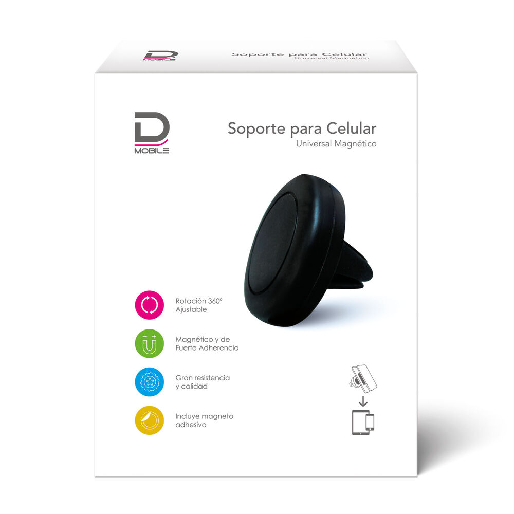 Soporte Celular Con Iman Negro Datacom Pronobel image number 0.0