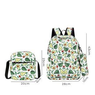 Pack Mochila Lonchera Estuche 43cm Juvenil Y Escolar Avocado White