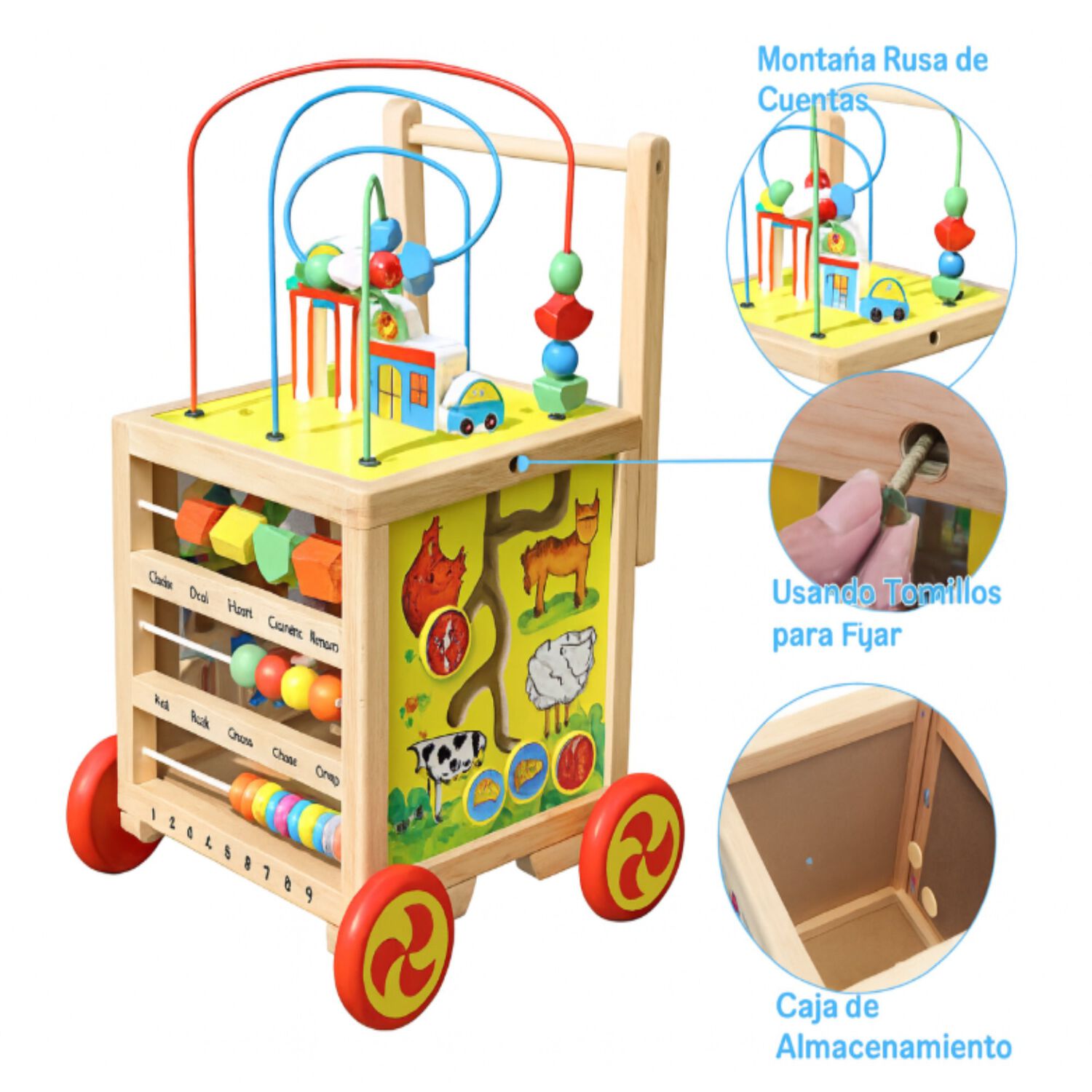 Andador Educativo De Madera Con Actividades Para Beb&eacute;s image number 3.0