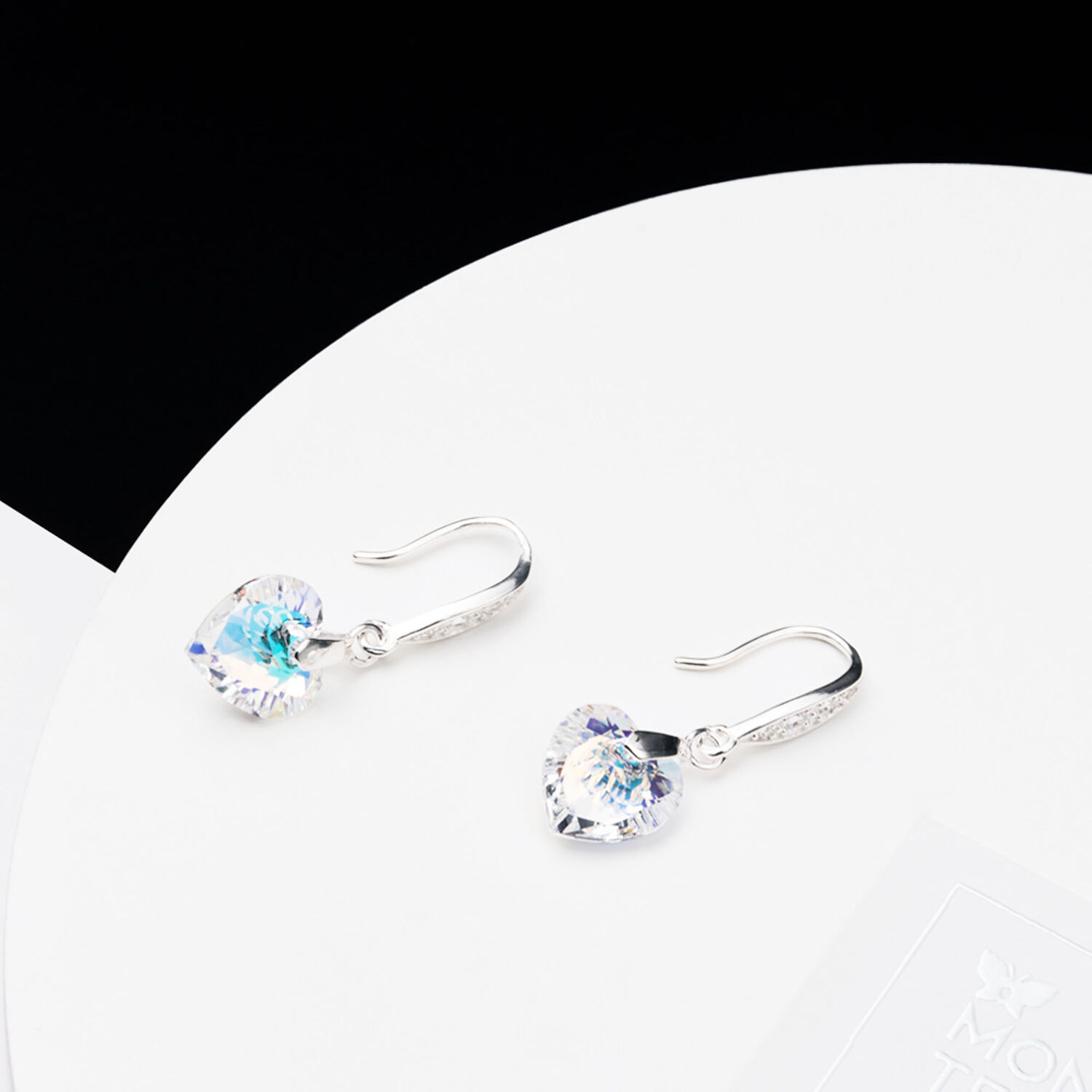 Aros Amor Plata Italiana 925 Y Cristal Genuino Aurora Boreal image number 1.0
