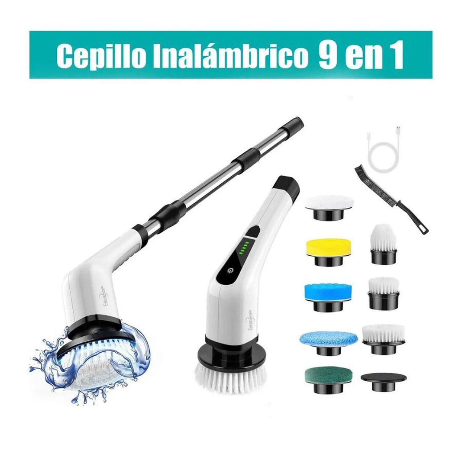 Cepillo De Limpieza El&eacute;ctrico Giratorio Inal&aacute;mbrico 9 En 1 Multisuperficies image number 3.0