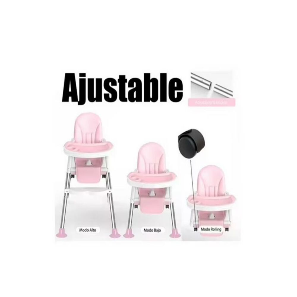Silla De Comer Para Bebés Portátil Con Ruedas Ajustable image number 10.0