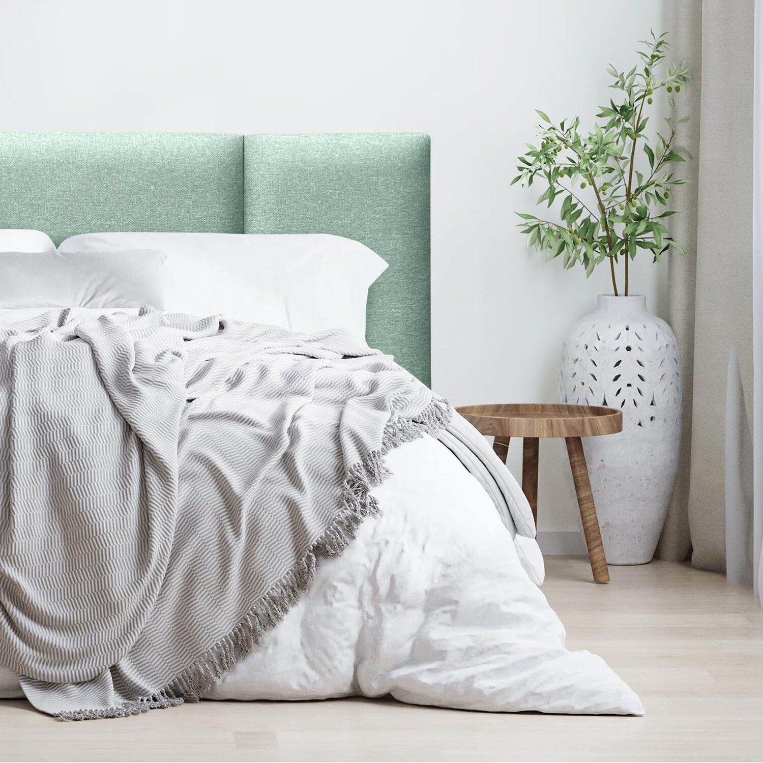 Respaldo De Cama Block Lino Verde Jeans Super King image number 1.0