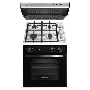 Kit De Cocina Fensa Horno Empotrado F1060NA + Encimera Eléctrica FCE 4HF T+ Campana FXU 6160 / 4 Quemadores