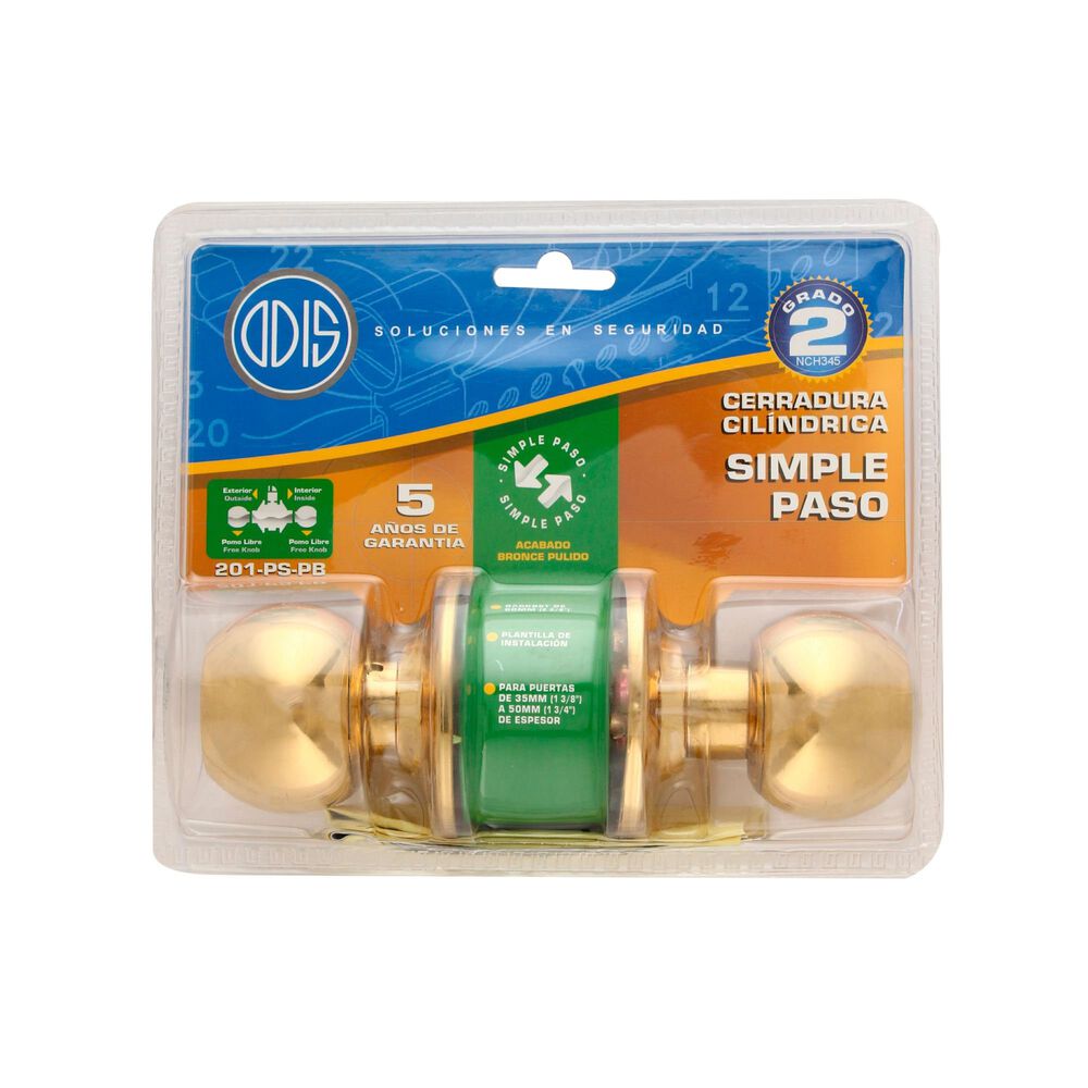 Cerradura Cil&iacute;ndrica Odis 201 Simple Paso - Bronce image number 4.0