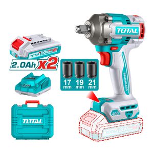 Llave Impacto Brushless 1/2" 400 Nm Con 2 Baterías 2ah, 20v Y Cargador Total Llave Impacto Brushless 1/2" 400 Nm Con 2 Baterías 2ah, 20v Y Cargador Total