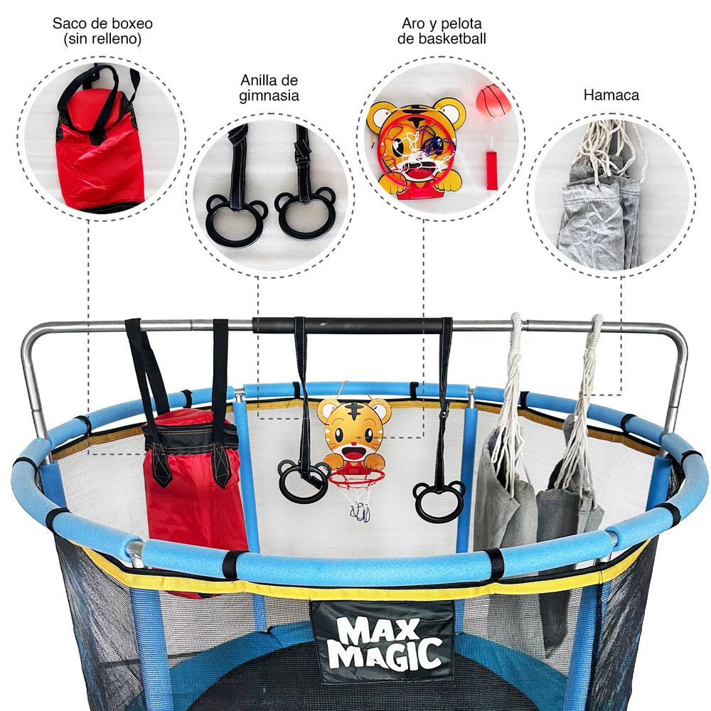 Cama El&aacute;stica Infantil Max Magic Azul Con Accesorios 150cm image number 4.0