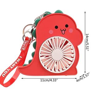 Llavero Mini Ventilador Recargable Dinosaurio Rojo