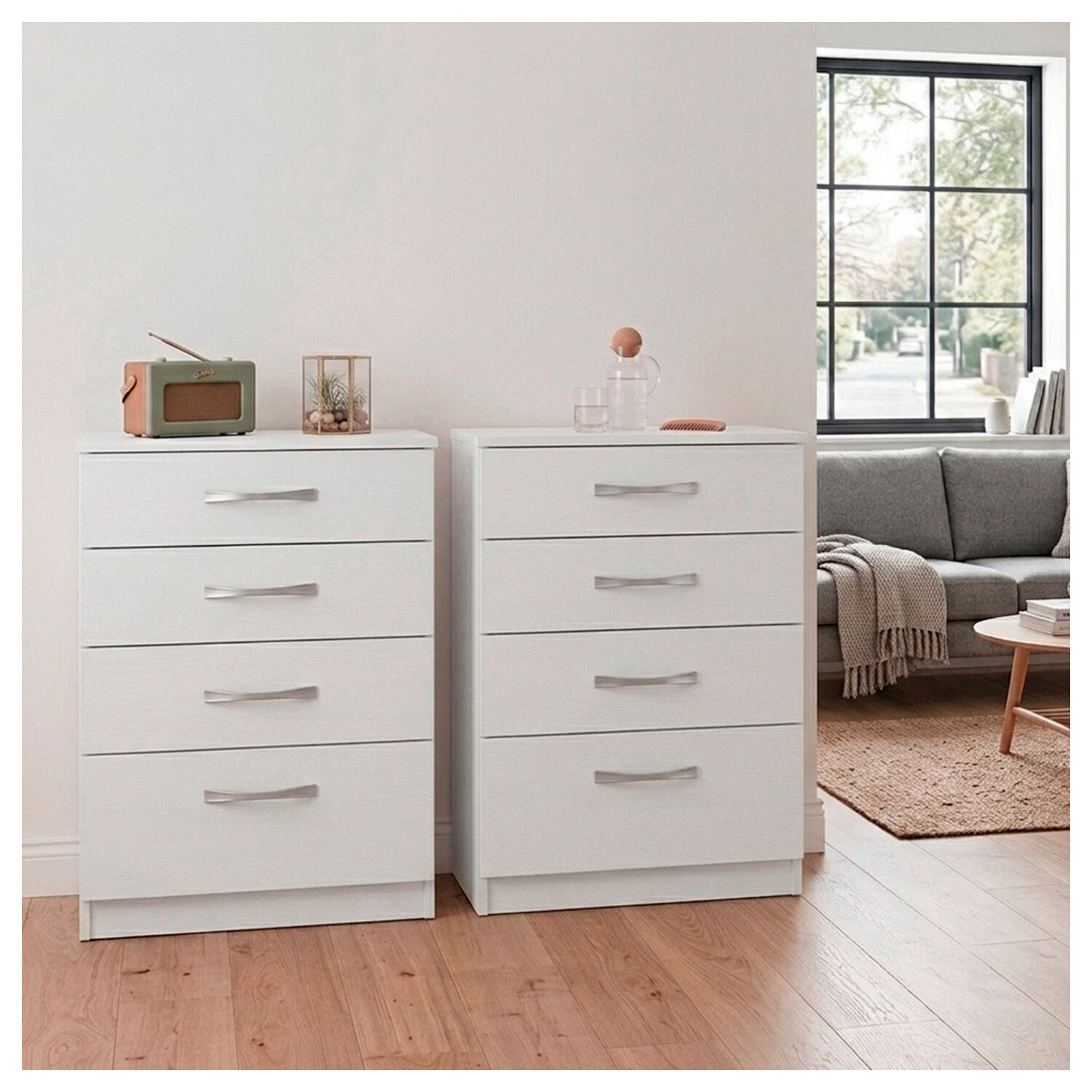 C&oacute;moda Blanca 4 Cajones Mueble Organizador Dormitorio image number 4.0