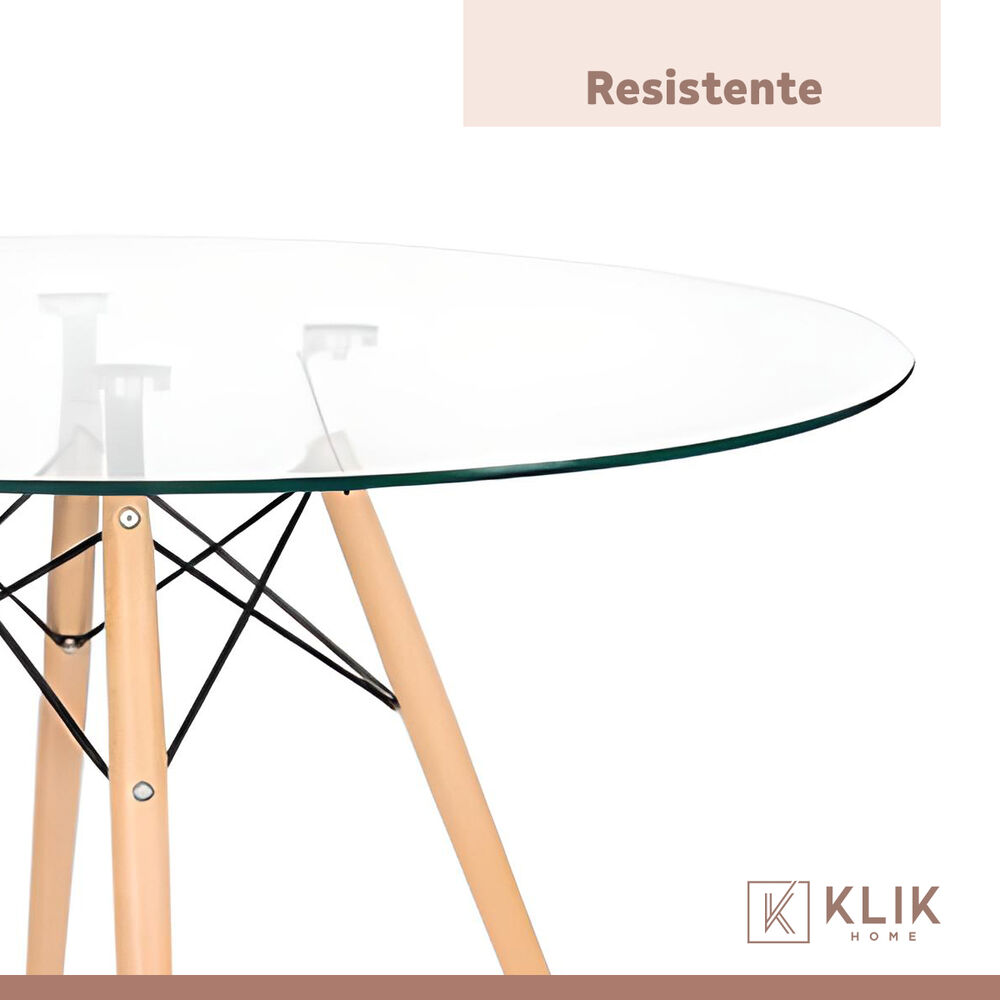 Comedor Mesa Eames Vidrio 100 Cm + 4 Sillas Tulip Negras image number 6.0