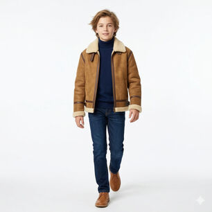Chaqueta Ni&ntilde;o Aviador Estilo Piloto Abrigada Invierno