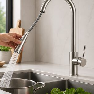 Monomando Llave Grifo Extraible Para Lavaplatos Modelo Modern Inox Marca Taumm Color Acero Inox