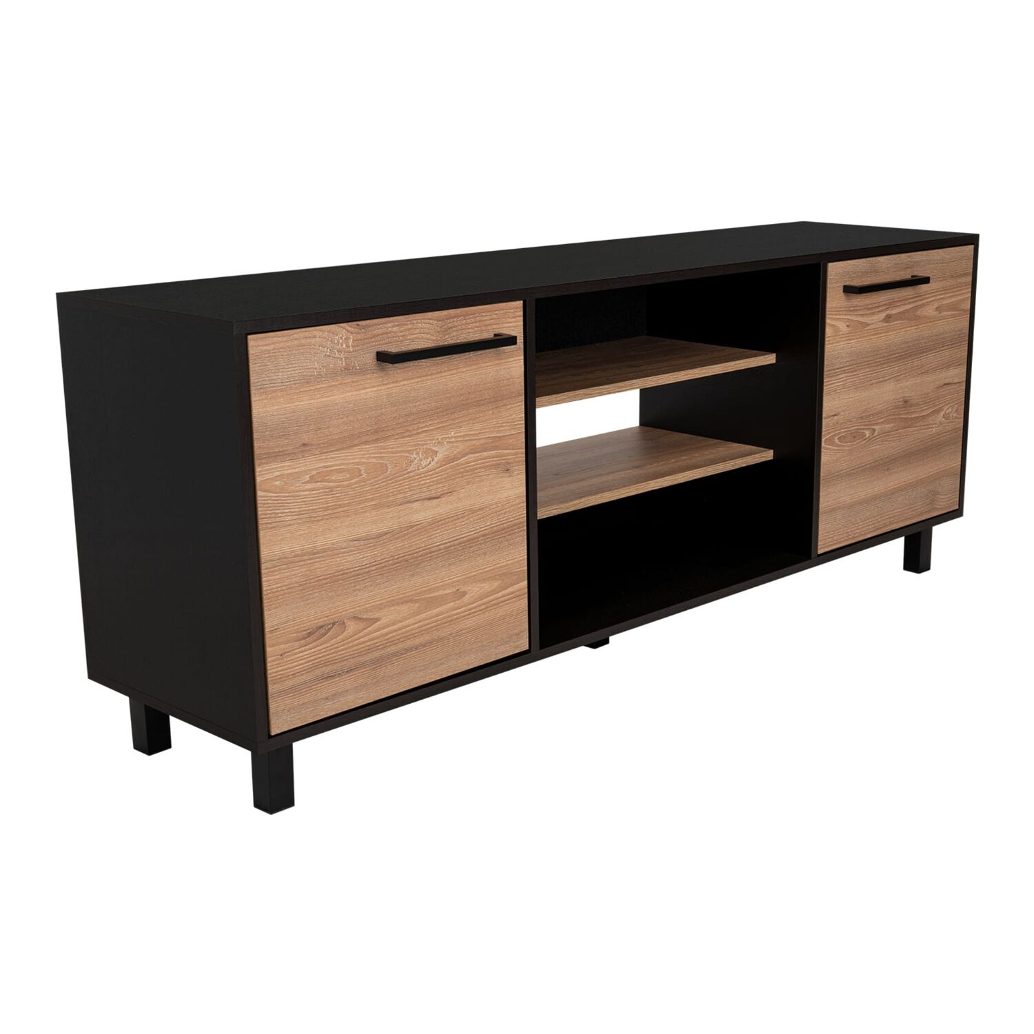 Rack Tv 65" 2 Puertas 4 Repisas Fm-012n Negro Y Caf&eacute; Claro image number 0.0