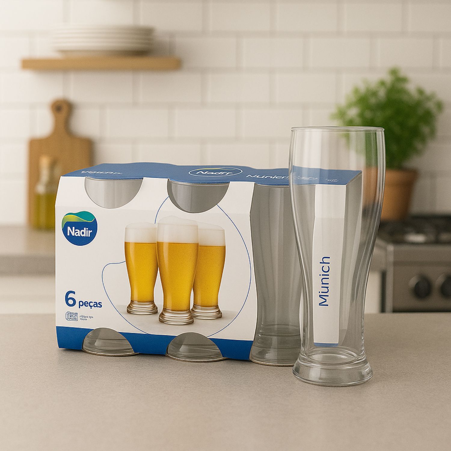 Set 6 Vasos Cerveceros Munich 300ml Nadir Transparente image number 1.0