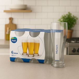 Set 6 Vasos Cerveceros Munich 300ml Nadir Transparente