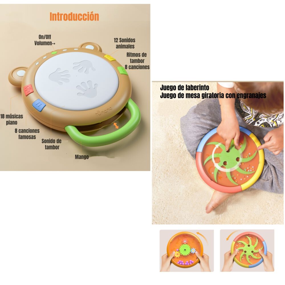 Tambor Musical Ni&ntilde;os Multifuncional 6 Modos Tm138d Lubabycas image number 6.0