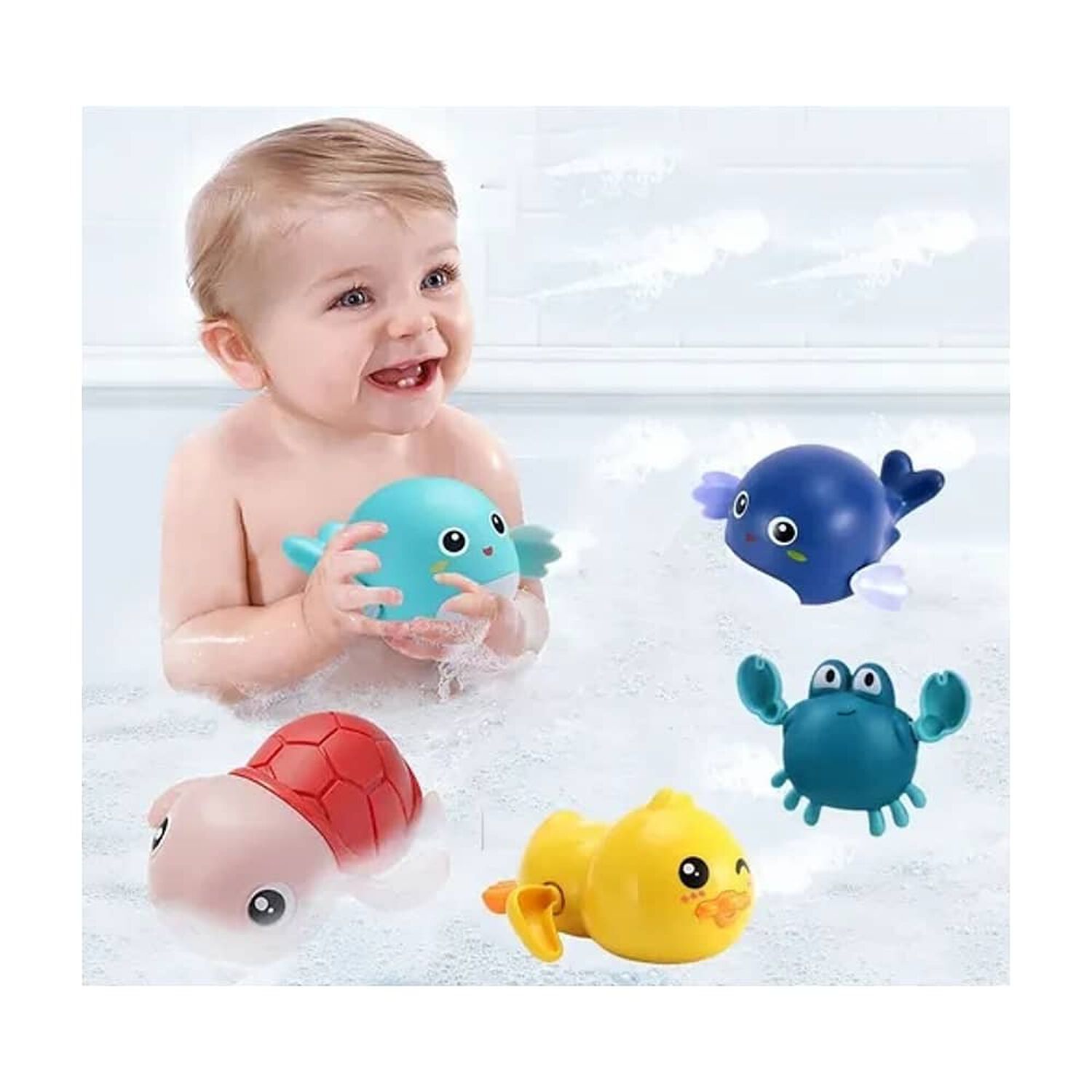 Kit 5 Juguetes Para Ba&ntilde;o Ducha Ba&ntilde;era Para Beb&eacute; Ni&ntilde;os image number 1.0