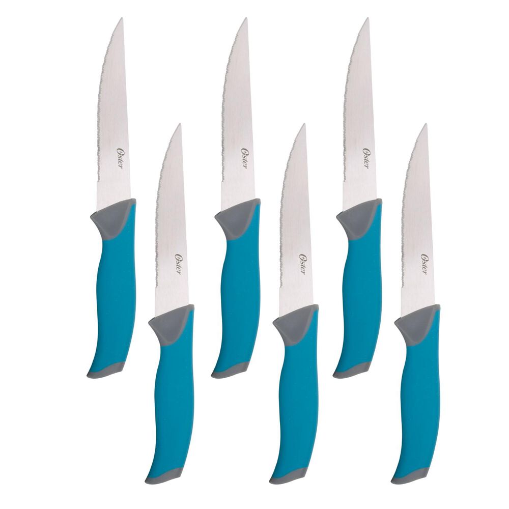 Set Cuchillos Acero Inoxidable Lindbergh 14 Pcs Mango Azul Y Taco De Madera Negro image number 2.0
