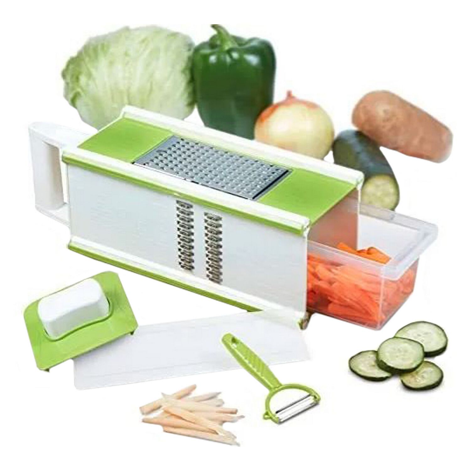 Rallador Verduras Cocina Multifuncional 5 En 1 Verde image number 3.0