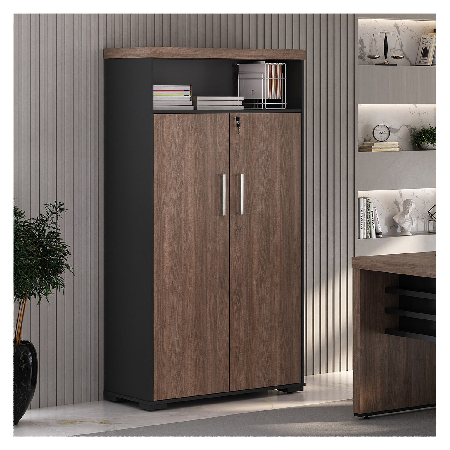 Estante Organizador Oficina Negro Con Caf&eacute; image number 1.0