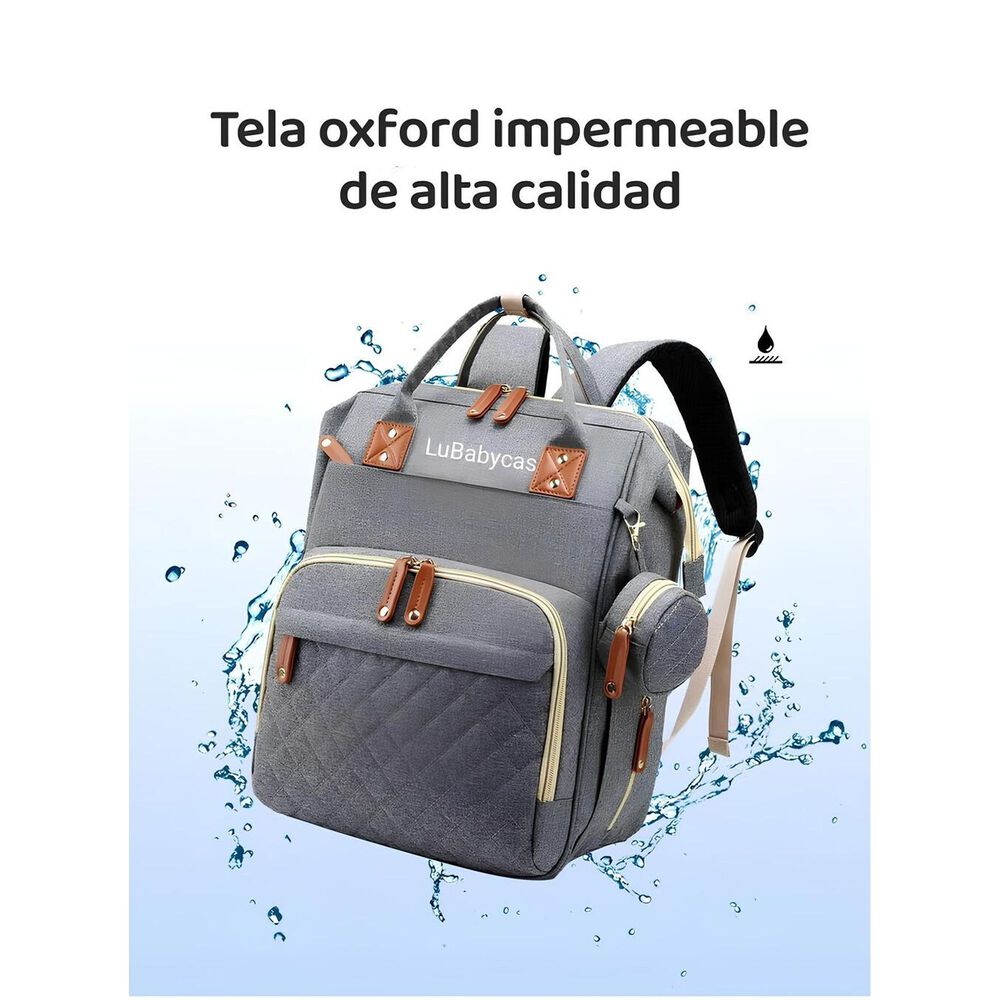 Mochila Maternal Lubabycas Impermeable Con Accesorios Negra image number 6.0
