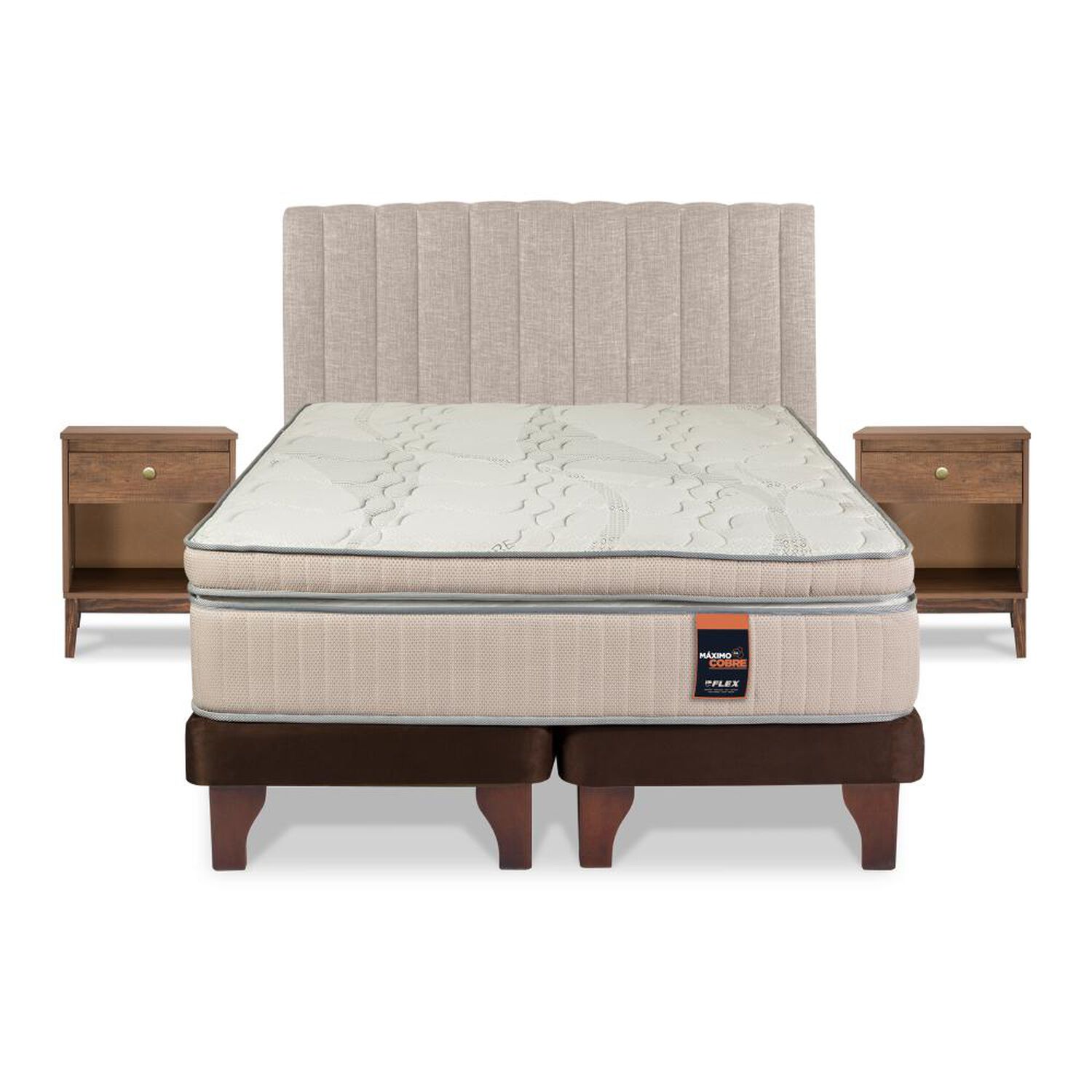 Cama Europea Flex Maximo Cobre / 2 Plazas / Base Dividida + Set De Maderas image number 1.0
