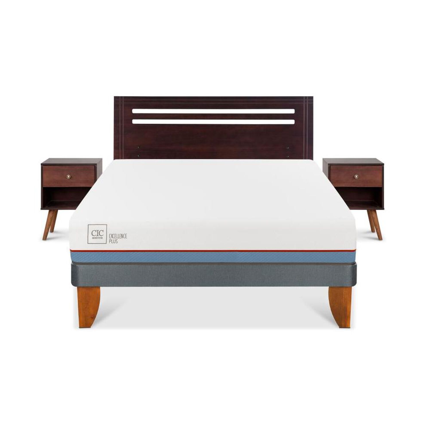 Cama Europea Cic Excellence Plus / 2 Plazas / Base Normal + Set De Maderas image number 0.0