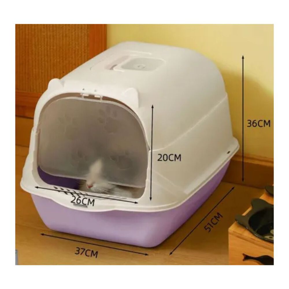 Arenero Baño Sanitario De Gatos Tapa Plegable Grande Morado image number 3.0