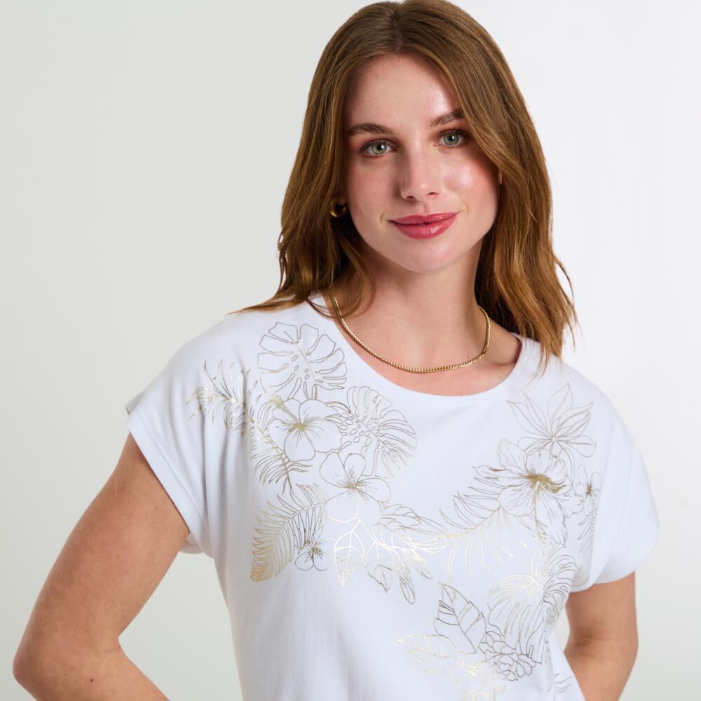 Polera Estampado Focalizado Manga Corta Cuello Redondo Mujer Lesage image number 4.0