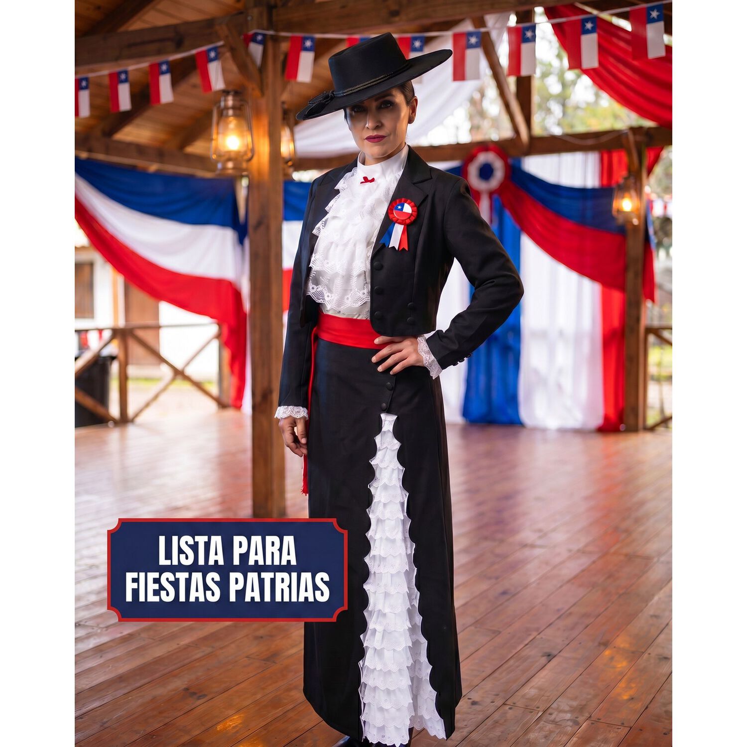 Traje Huasa Elegante Mujer Adulto Tradicional image number 4.0