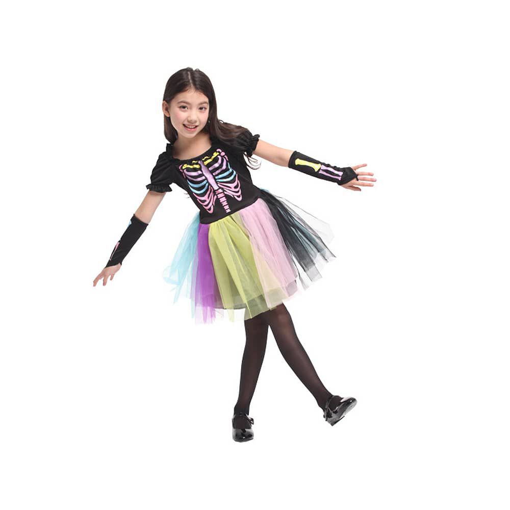 Disfraz Cosplay Esqueleto Arcoiris Ni&ntilde;a image number 4.0