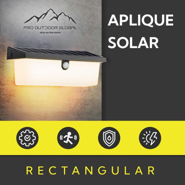 Pack 2 Aplique Solar Rectangular Contra Agua Con Sensor De Movimiento