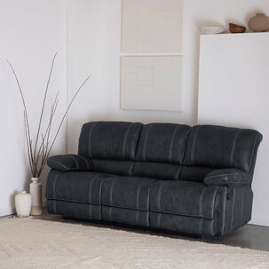 Sof&aacute; 3 Cuerpos Reclinable Cuero Viejo Gris Cl&aacute;sico Castle 98023sr4gr