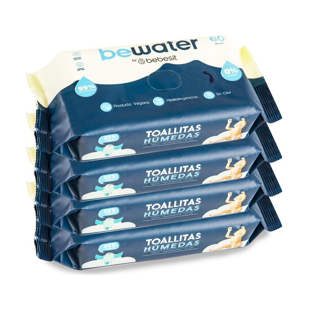 Bolsa Toallitas H&uacute;medas Bewater By Bebesit 4x60 image number 4.0