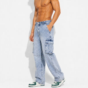 Pantal&oacute;n Jeans Cargo Baggy Hombre