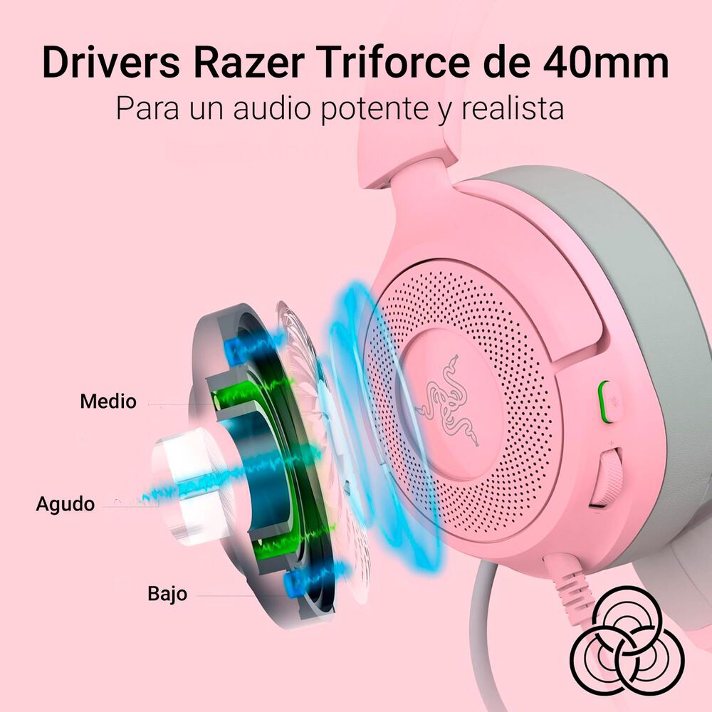 Aud&iacute;fonos Gamer Razer Kraken Kitty V3 X Quartz image number 7.0