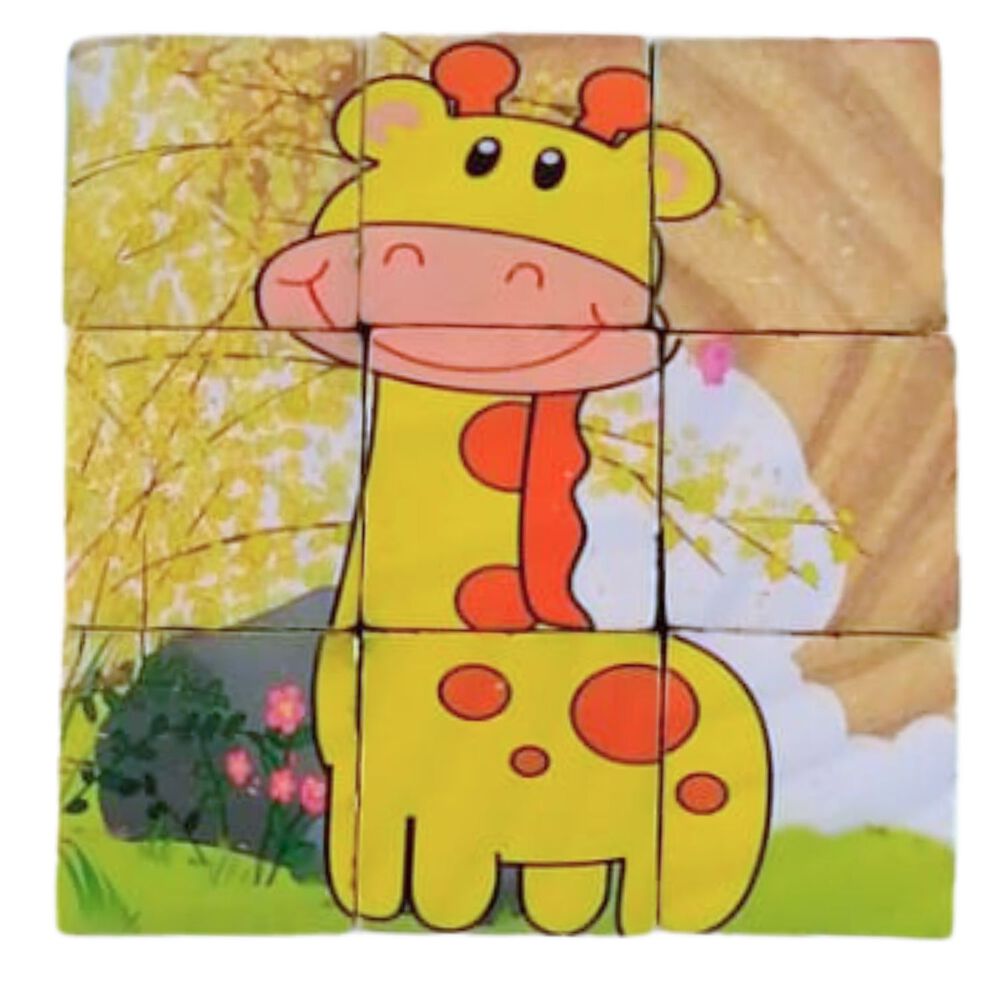 Juego Did&aacute;ctico De Puzzle De Cubo De Madera De 9 Bloques image number 5.0