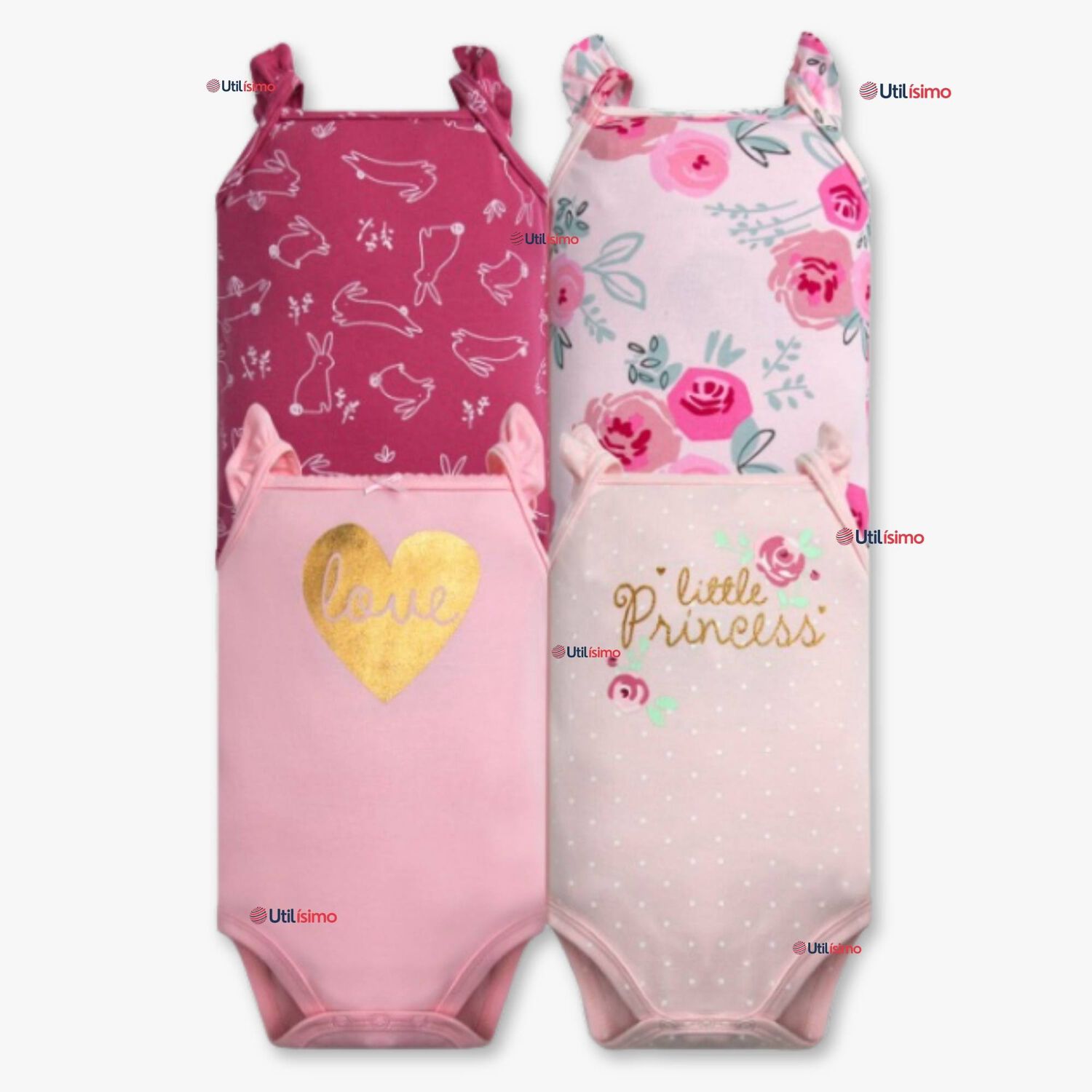 Pack 4 Bodys Ni&ntilde;a Sin Manga Tedmimak 100% Algod&oacute;n Princess Pink image number 0.0