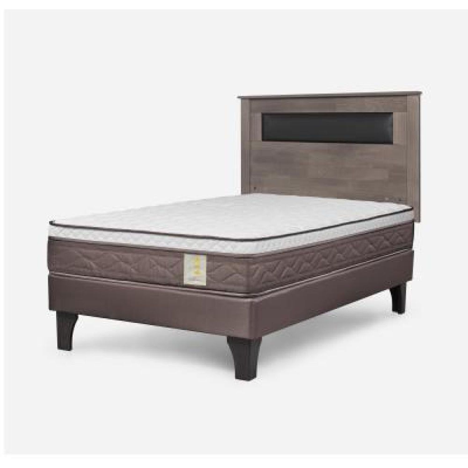 Cama Europea Rosen New Style 4 Plus / 1 Plaza / Base Normal  + Respaldo Ferrara Gris image number 8.0