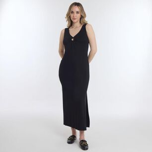 Vestido Largo Estampado Sin Mangas Y Con Aplicación En Escote Mujer Geeps